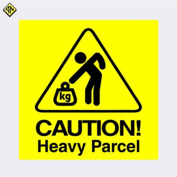 heavy parcel caution label